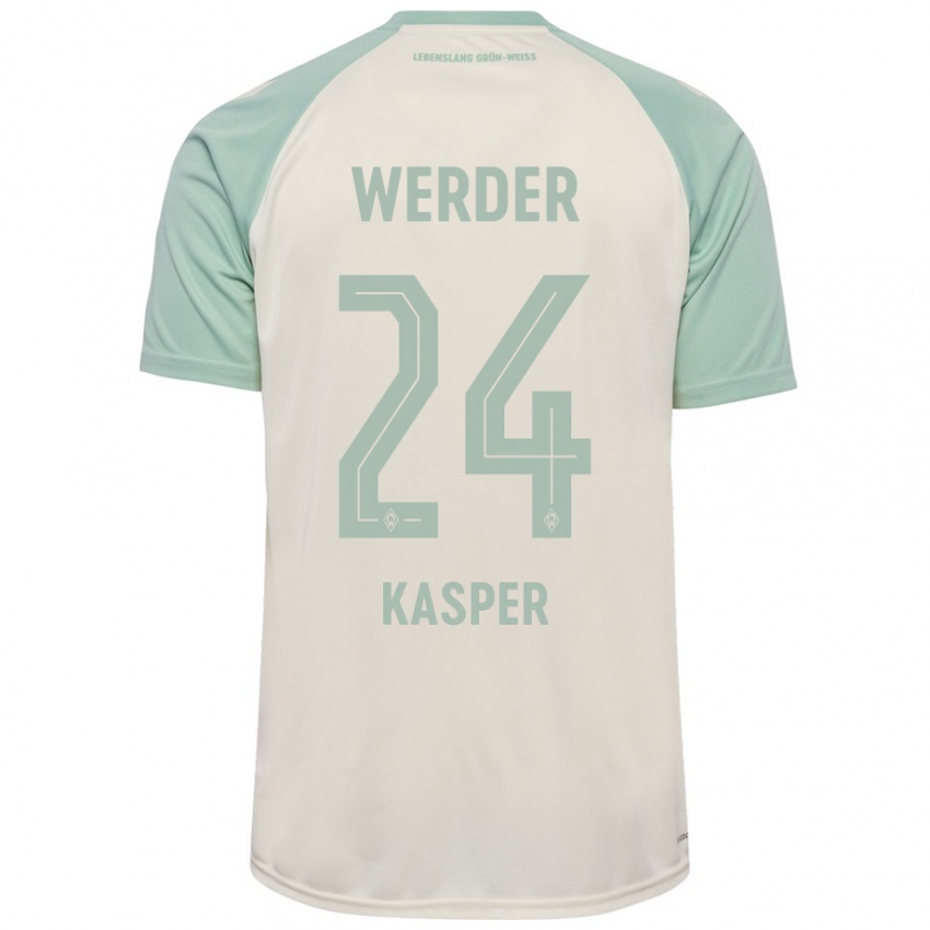 Enfant Maillot Dominik Kasper #24 Blanc Cassé Vert Clair Tenues Extérieur 2024/25 T-Shirt Belgique