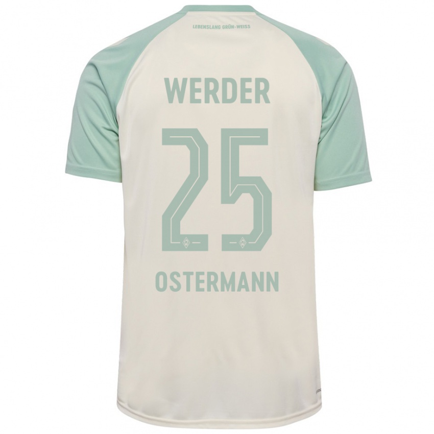 Enfant Maillot Ben Ostermann #25 Blanc Cassé Vert Clair Tenues Extérieur 2024/25 T-Shirt Belgique