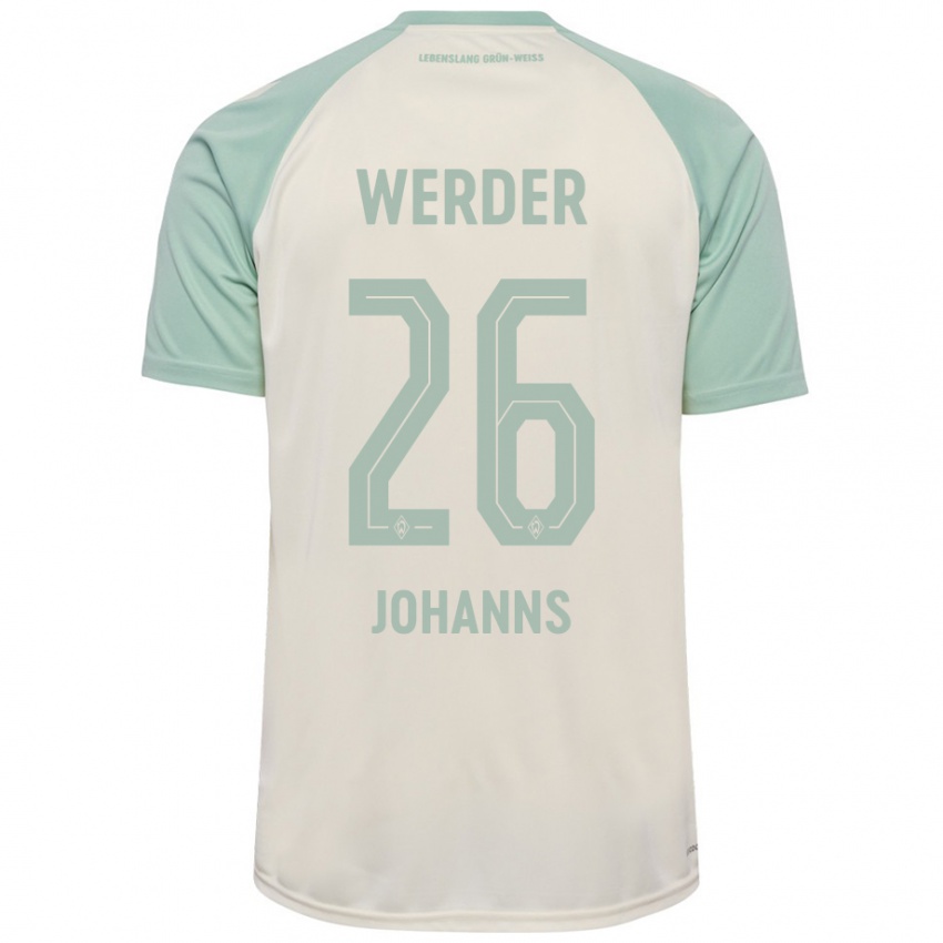 Enfant Maillot Lennart Johanns #26 Blanc Cassé Vert Clair Tenues Extérieur 2024/25 T-Shirt Belgique