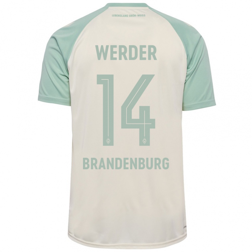 Enfant Maillot Michaela Brandenburg #14 Blanc Cassé Vert Clair Tenues Extérieur 2024/25 T-Shirt Belgique