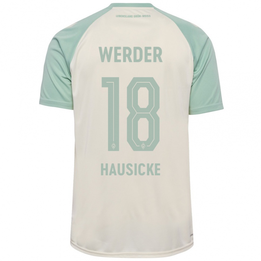 Enfant Maillot Lina Hausicke #18 Blanc Cassé Vert Clair Tenues Extérieur 2024/25 T-Shirt Belgique