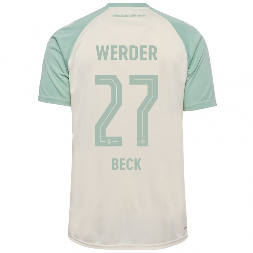 Enfant Maillot Sharon Beck #27 Blanc Cassé Vert Clair Tenues Extérieur 2024/25 T-Shirt Belgique