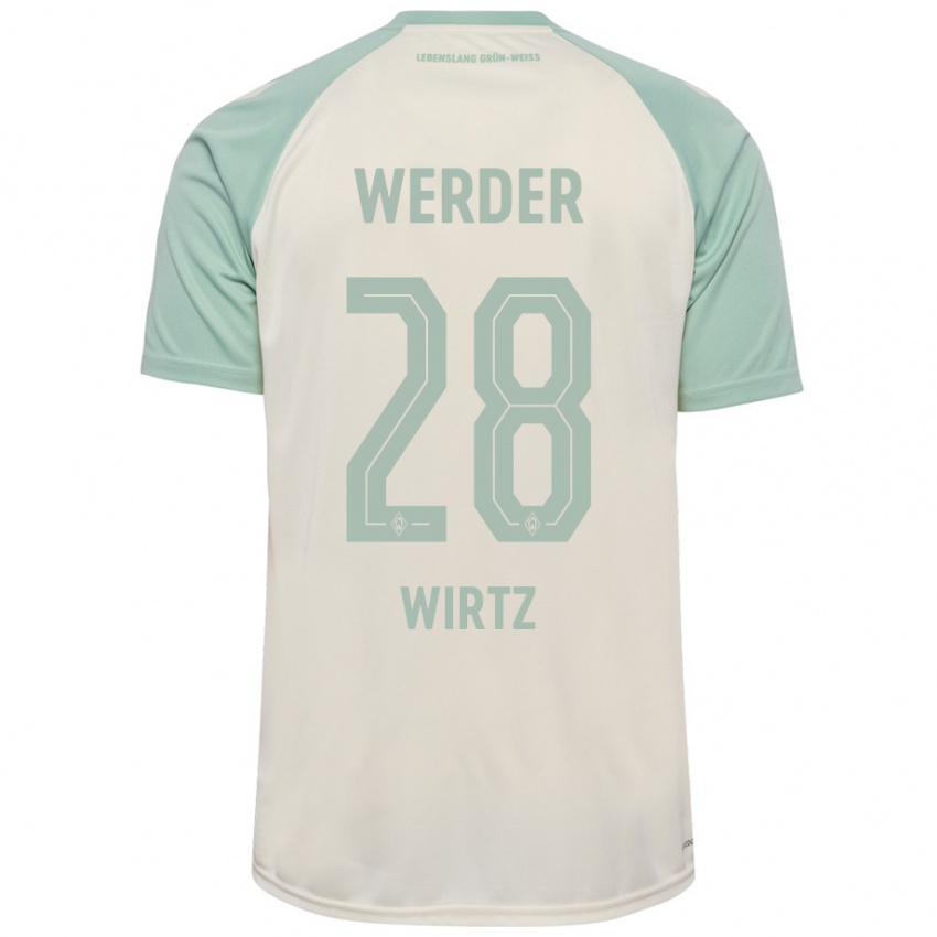 Enfant Maillot Juliane Wirtz #28 Blanc Cassé Vert Clair Tenues Extérieur 2024/25 T-Shirt Belgique