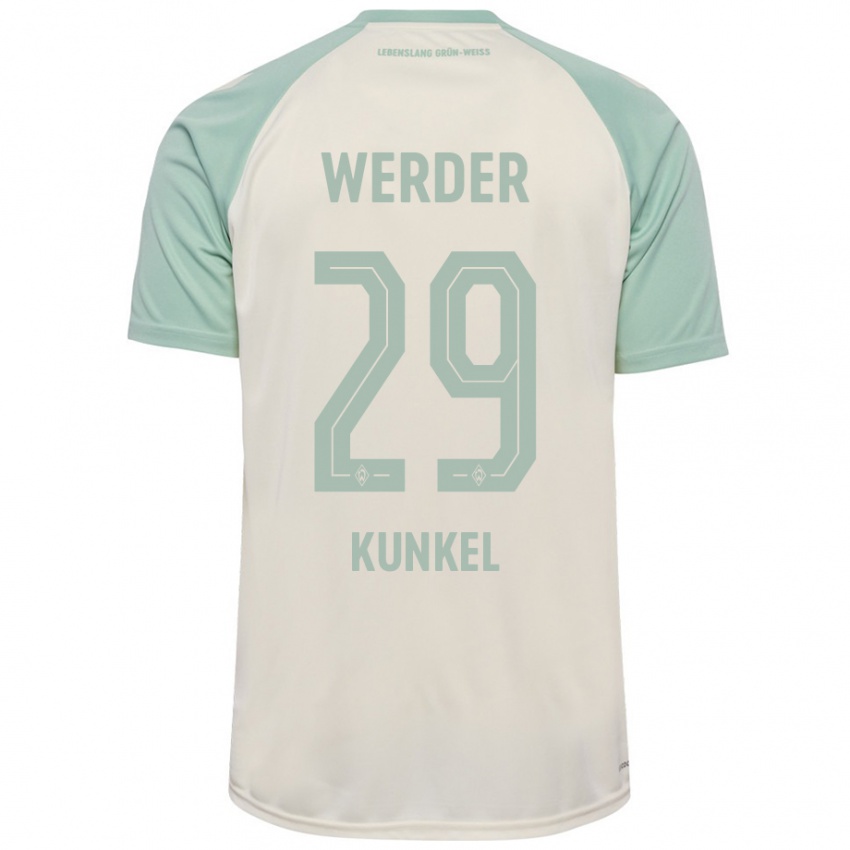 Enfant Maillot Melina Kunkel #29 Blanc Cassé Vert Clair Tenues Extérieur 2024/25 T-Shirt Belgique