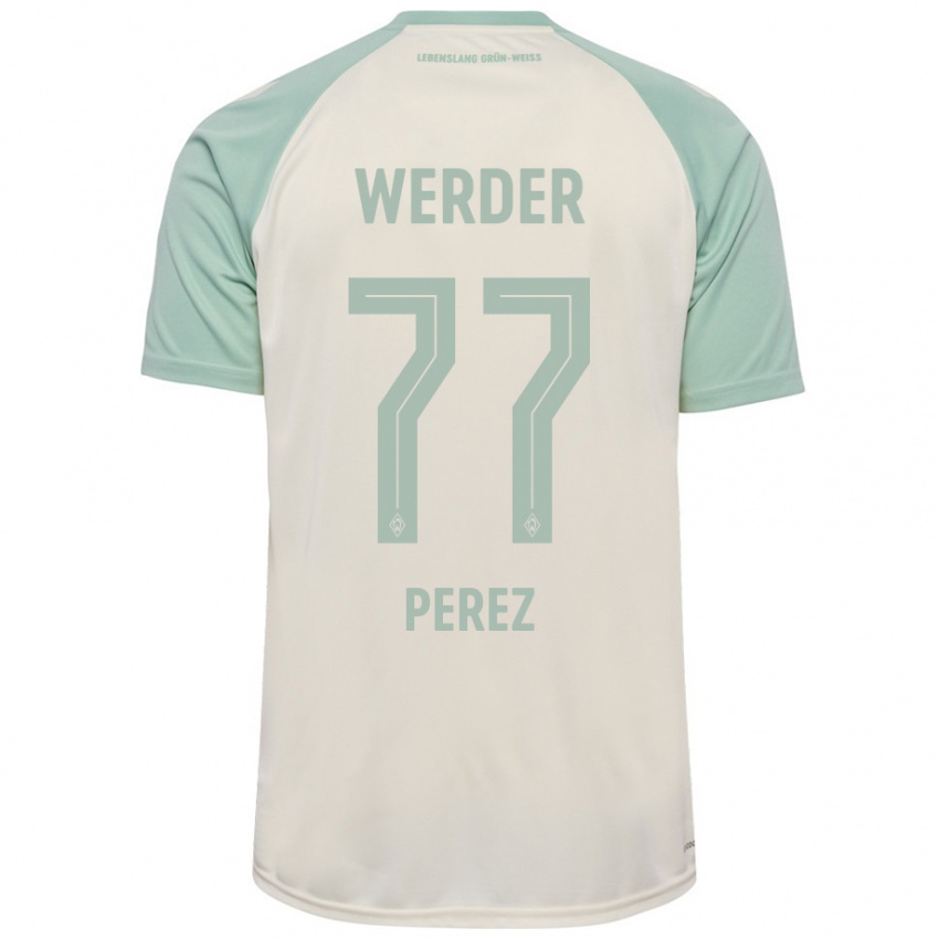 Enfant Maillot Catalina Pérez Jaramillo #77 Blanc Cassé Vert Clair Tenues Extérieur 2024/25 T-Shirt Belgique