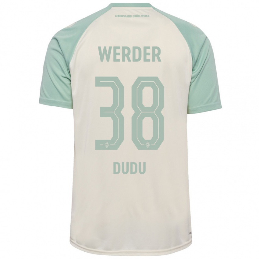 Enfant Maillot Dudu #38 Blanc Cassé Vert Clair Tenues Extérieur 2024/25 T-Shirt Belgique