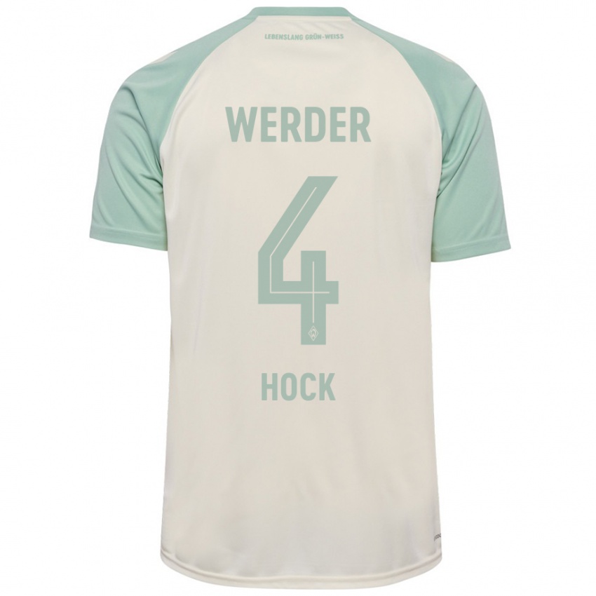 Enfant Maillot Alexander Höck #4 Blanc Cassé Vert Clair Tenues Extérieur 2024/25 T-Shirt Belgique