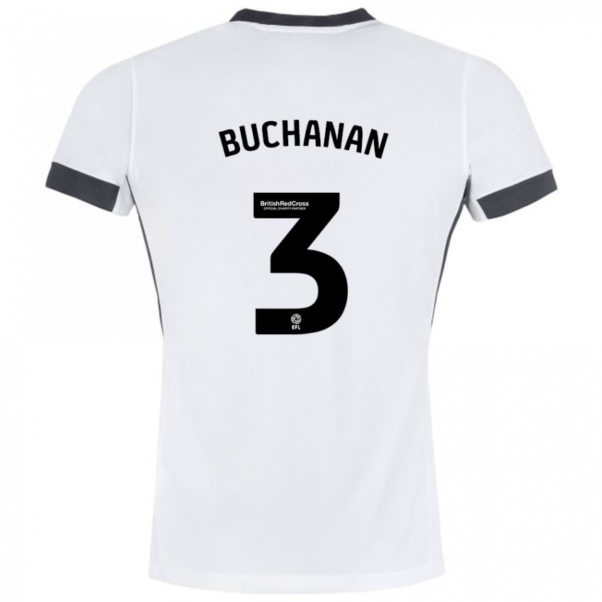 Kinder Lee Buchanan #3 Weiß Schwarz Auswärtstrikot Trikot 2024/25 T-Shirt Belgien