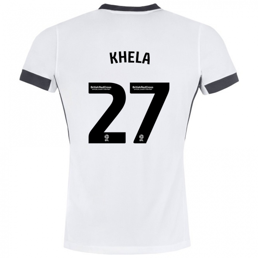 Kinder Brandon Khela #27 Weiß Schwarz Auswärtstrikot Trikot 2024/25 T-Shirt Belgien