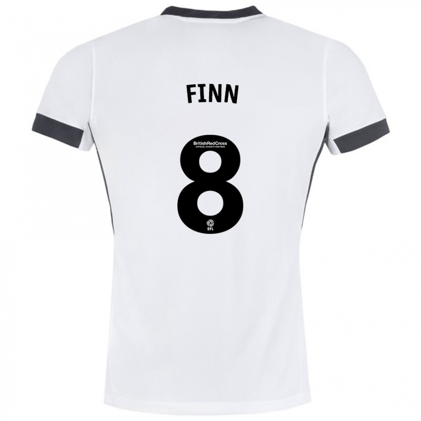 Kinderen Jamie Finn #8 Wit Zwart Uitshirt Uittenue 2024/25 T-Shirt België