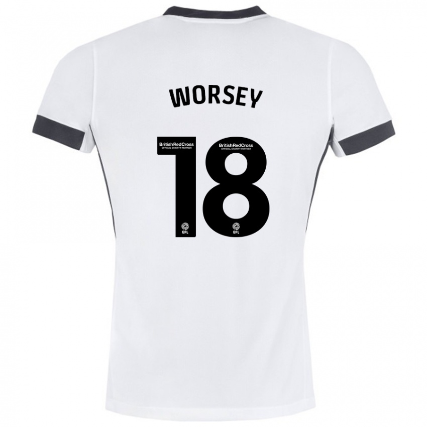 Kinderen Louanne Worsey #18 Wit Zwart Uitshirt Uittenue 2024/25 T-Shirt België