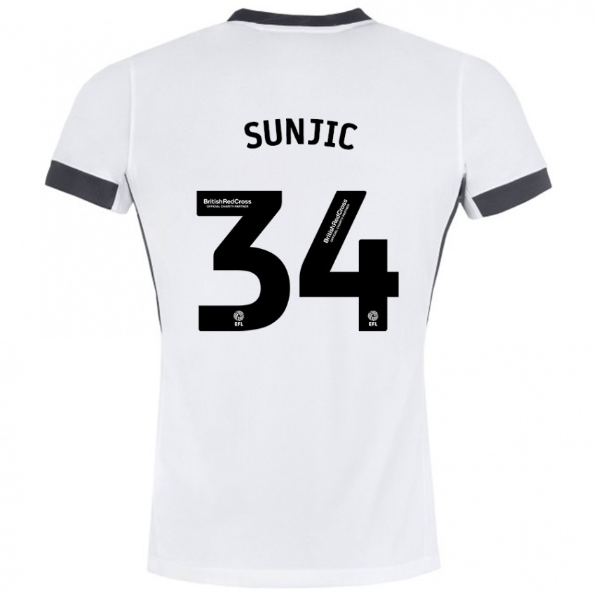 Kinderen Ivan Sunjic #34 Wit Zwart Uitshirt Uittenue 2024/25 T-Shirt België