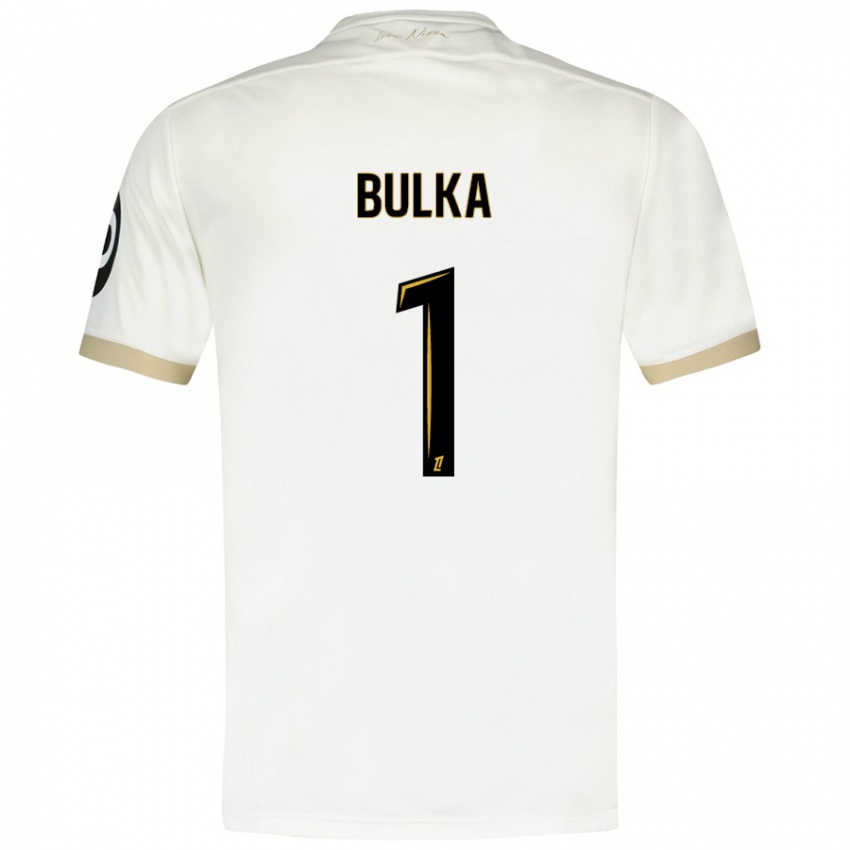 Enfant Maillot Marcin Bulka #1 Blanc Doré Tenues Extérieur 2024/25 T-Shirt Belgique