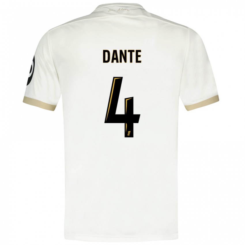 Enfant Maillot Dante #4 Blanc Doré Tenues Extérieur 2024/25 T-Shirt Belgique