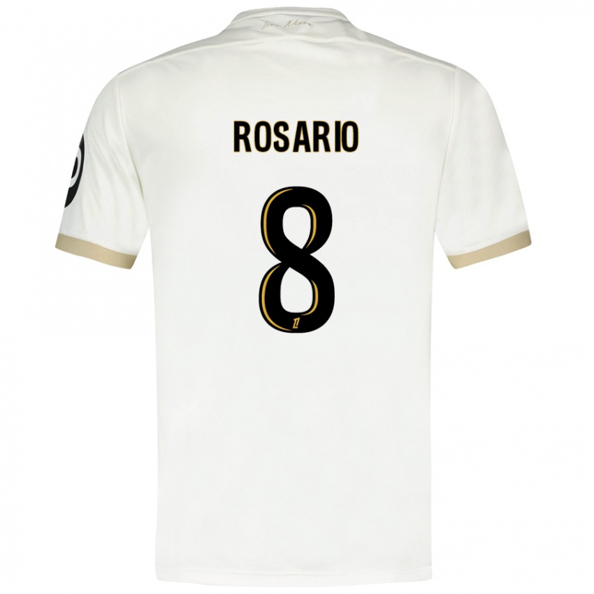 Enfant Maillot Pablo Rosario #8 Blanc Doré Tenues Extérieur 2024/25 T-Shirt Belgique