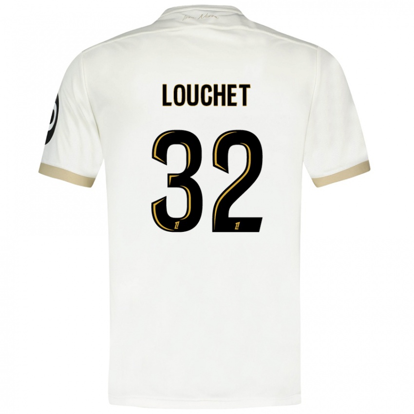 Enfant Maillot Tom Louchet #32 Blanc Doré Tenues Extérieur 2024/25 T-Shirt Belgique