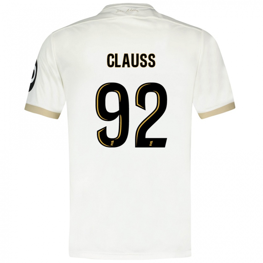 Enfant Maillot Jonathan Clauss #92 Blanc Doré Tenues Extérieur 2024/25 T-Shirt Belgique