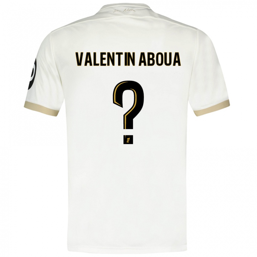 Enfant Maillot Louis Valentin Aboua #0 Blanc Doré Tenues Extérieur 2024/25 T-Shirt Belgique