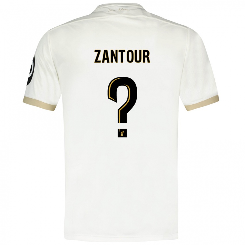 Enfant Maillot Ishaq Zantour #0 Blanc Doré Tenues Extérieur 2024/25 T-Shirt Belgique