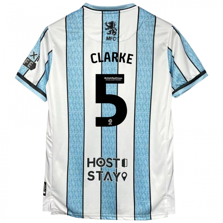 Kinderen Matt Clarke #5 Witblauw Uitshirt Uittenue 2024/25 T-Shirt België