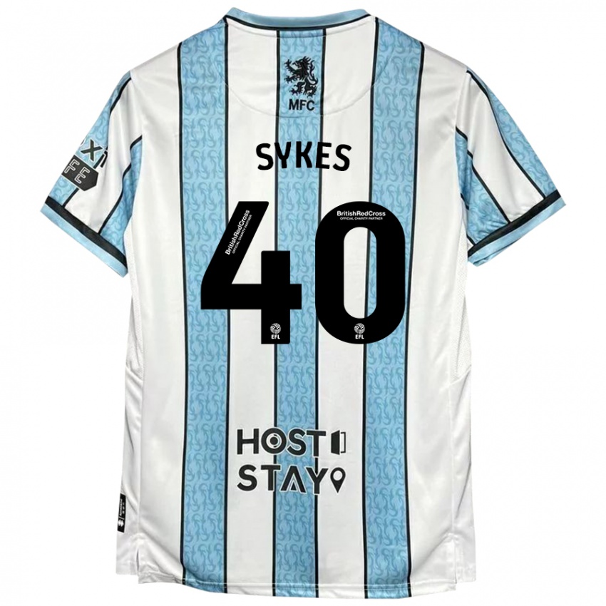 Kinderen Cain Sykes #40 Witblauw Uitshirt Uittenue 2024/25 T-Shirt België