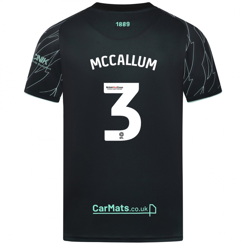 Enfant Maillot Sam Mccallum #3 Noir Vert Tenues Extérieur 2024/25 T-Shirt Belgique