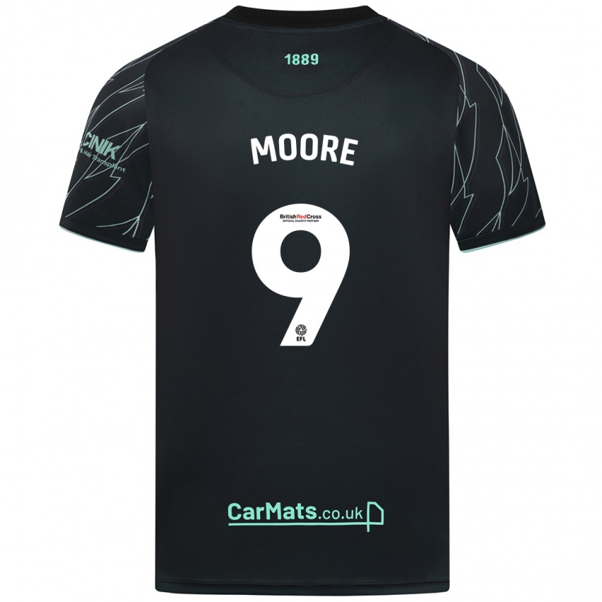 Enfant Maillot Kieffer Moore #9 Noir Vert Tenues Extérieur 2024/25 T-Shirt Belgique