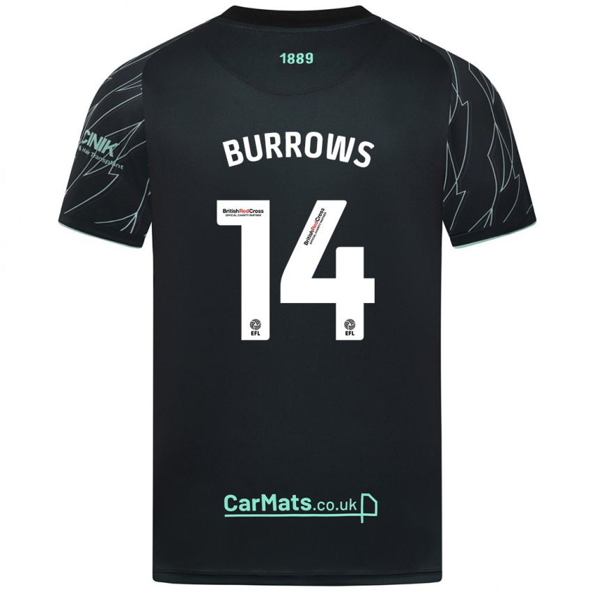 Enfant Maillot Harrison Burrows #14 Noir Vert Tenues Extérieur 2024/25 T-Shirt Belgique