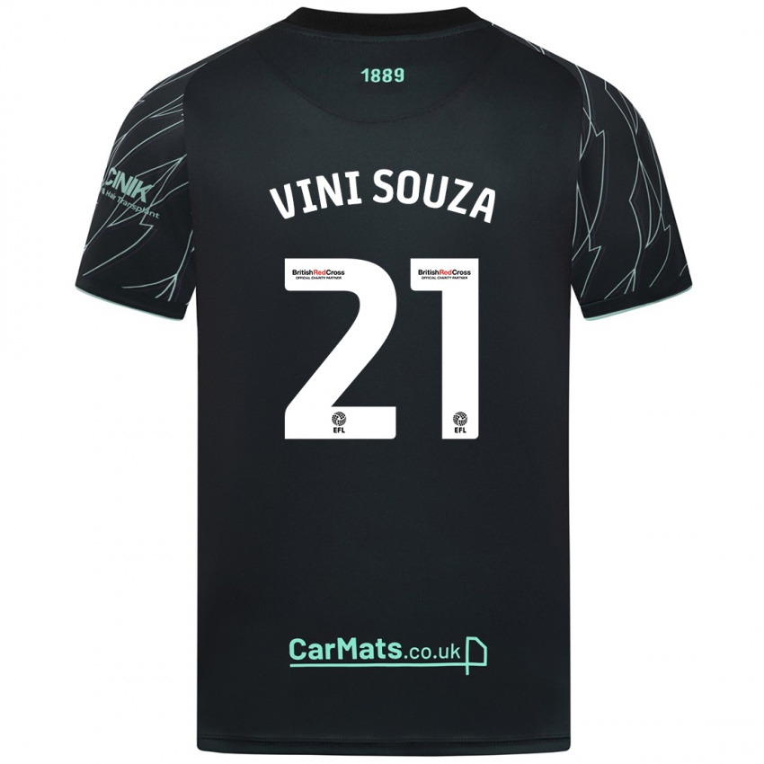 Enfant Maillot Vini Souza #21 Noir Vert Tenues Extérieur 2024/25 T-Shirt Belgique