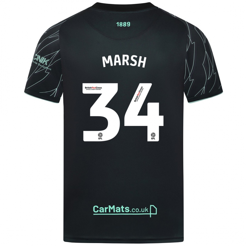 Enfant Maillot Louie Marsh #34 Noir Vert Tenues Extérieur 2024/25 T-Shirt Belgique