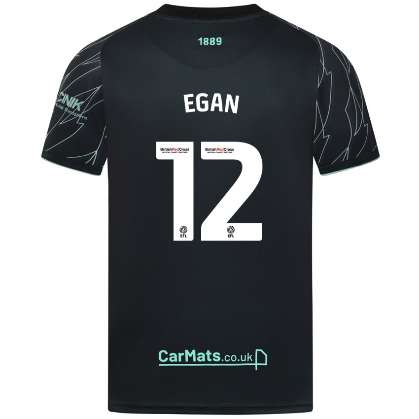 Kinderen John Egan #12 Zwart Groen Uitshirt Uittenue 2024/25 T-Shirt België