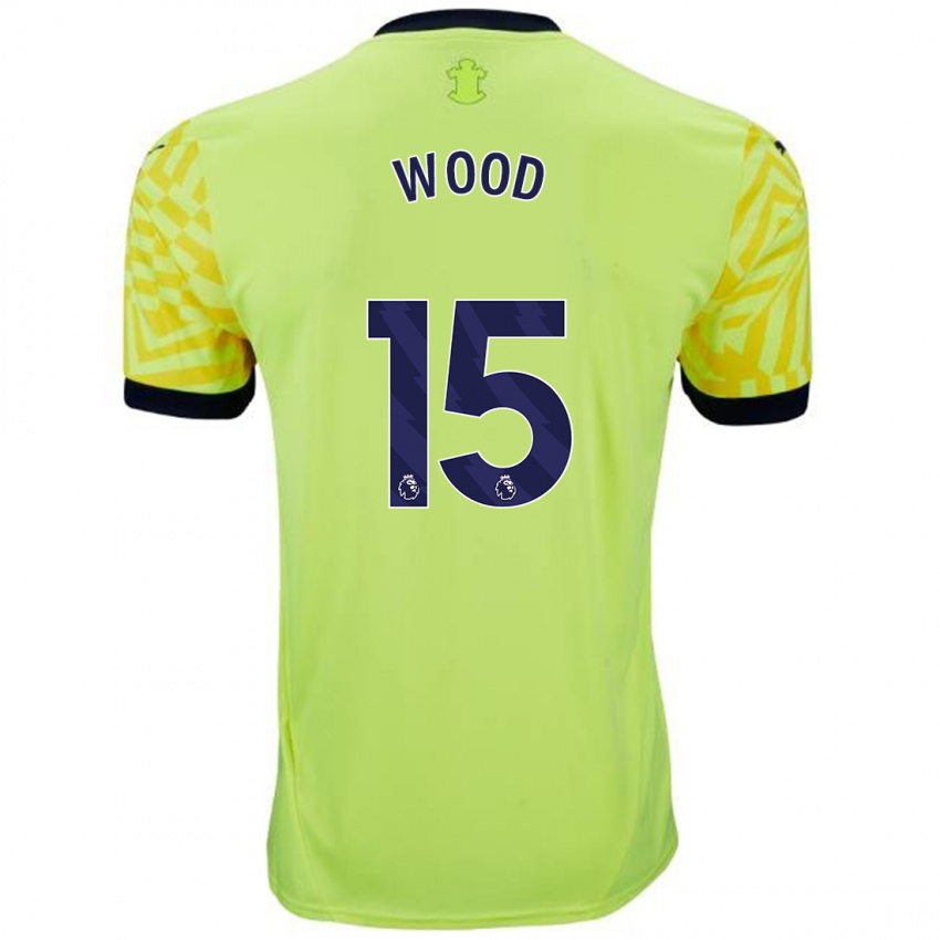 Enfant Maillot Nathan Wood #15 Jaune Tenues Extérieur 2024/25 T-Shirt Belgique