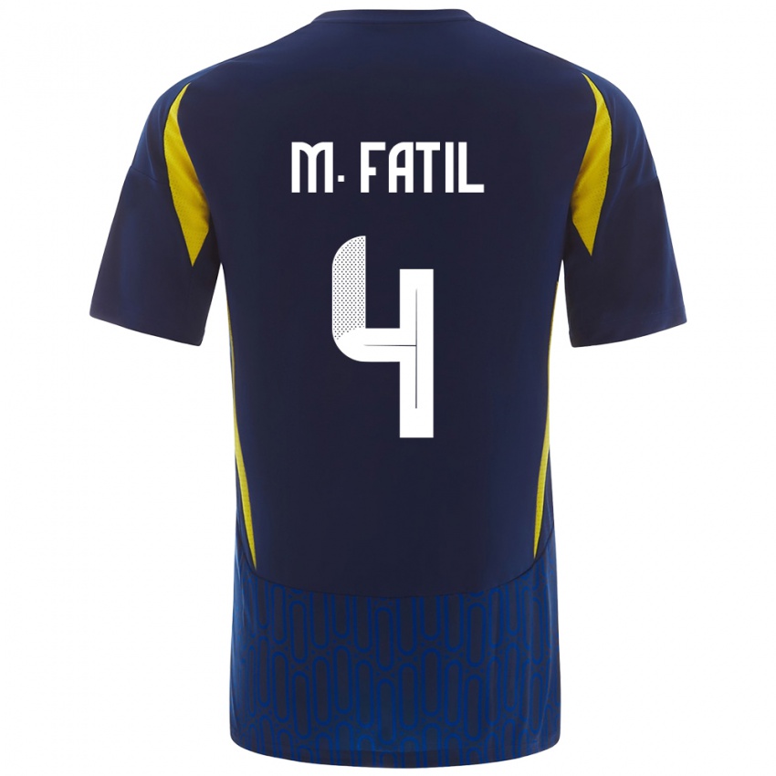 Kinderen Mohammed Al-Fatil #4 Blauw Geel Uitshirt Uittenue 2024/25 T-Shirt België