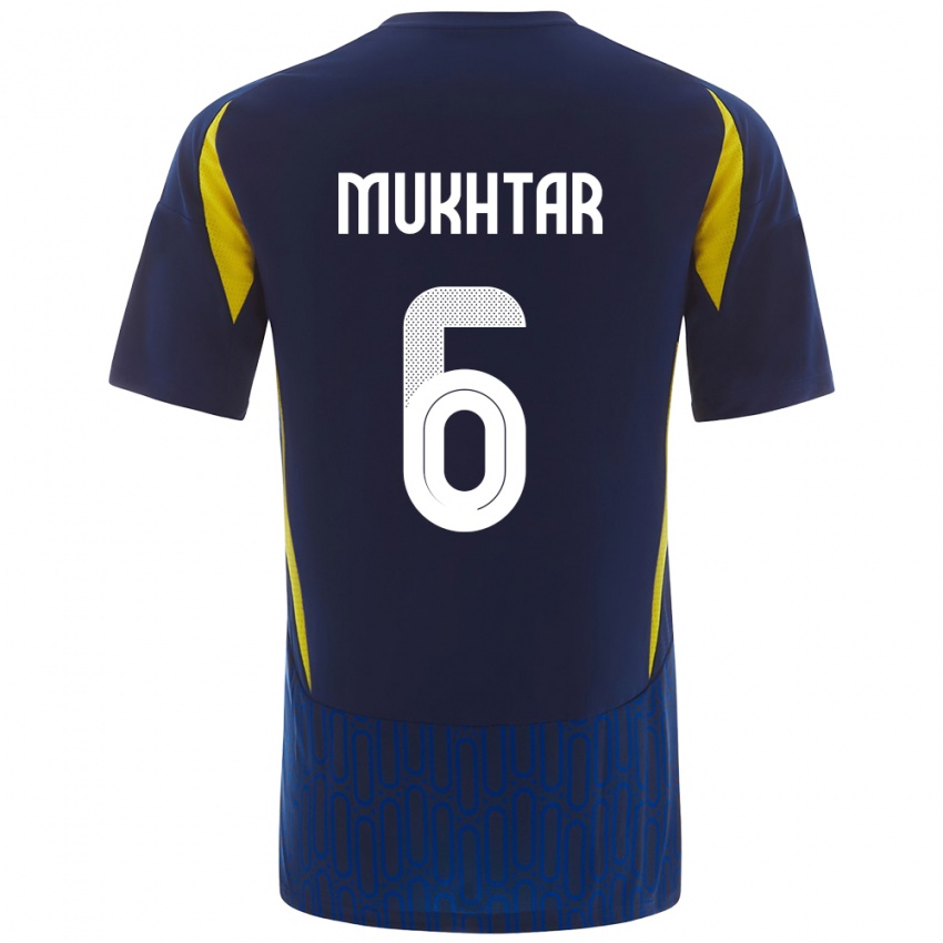 Kinderen Mukhtar Ali #6 Blauw Geel Uitshirt Uittenue 2024/25 T-Shirt België