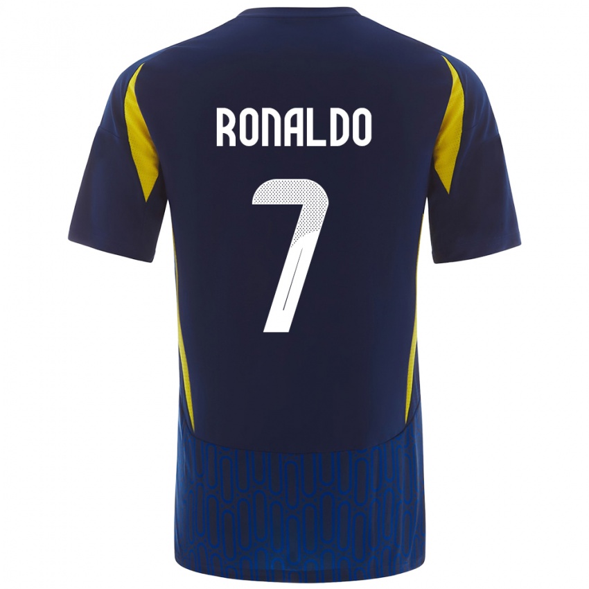 Kinderen Cristiano Ronaldo #7 Blauw Geel Uitshirt Uittenue 2024/25 T-Shirt België