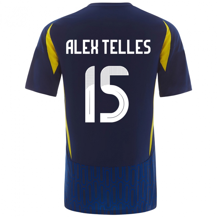 Kinderen Alex Telles #15 Blauw Geel Uitshirt Uittenue 2024/25 T-Shirt België