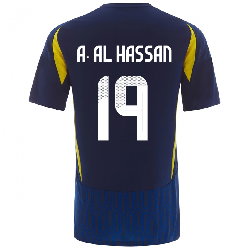 Kinderen Ali Al-Hassan #19 Blauw Geel Uitshirt Uittenue 2024/25 T-Shirt België