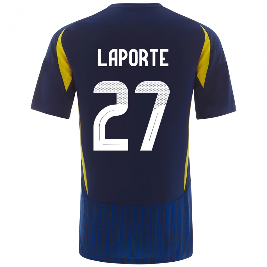 Kinder Aymeric Laporte #27 Blau Gelb Auswärtstrikot Trikot 2024/25 T-Shirt Belgien