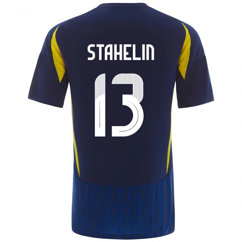 Kinderen Izabela Stahelin #13 Blauw Geel Uitshirt Uittenue 2024/25 T-Shirt België