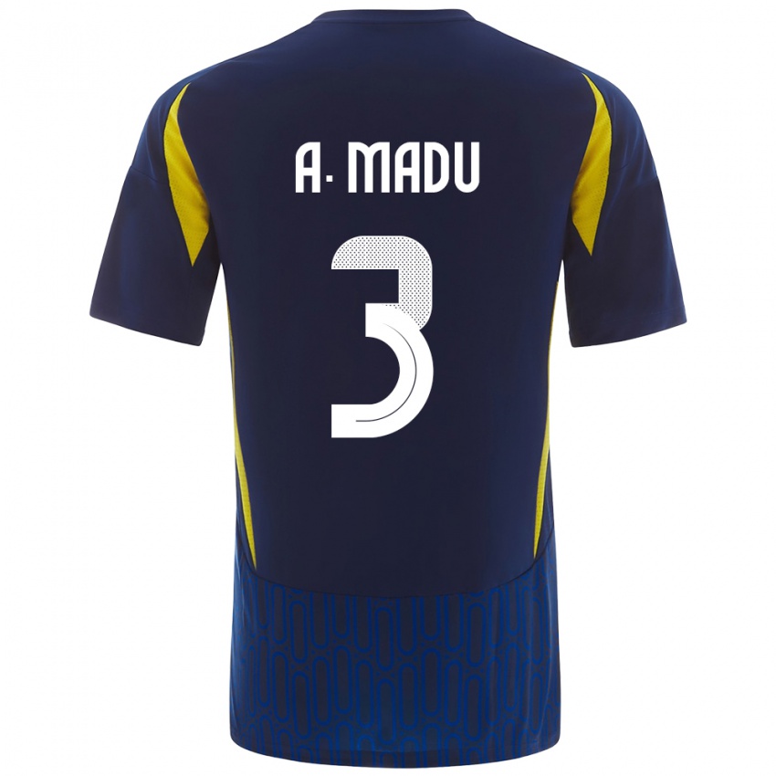 Kinderen Abdullah Madu #3 Blauw Geel Uitshirt Uittenue 2024/25 T-Shirt België