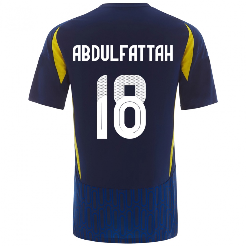 Kinderen Abdulfattah Adam #18 Blauw Geel Uitshirt Uittenue 2024/25 T-Shirt België