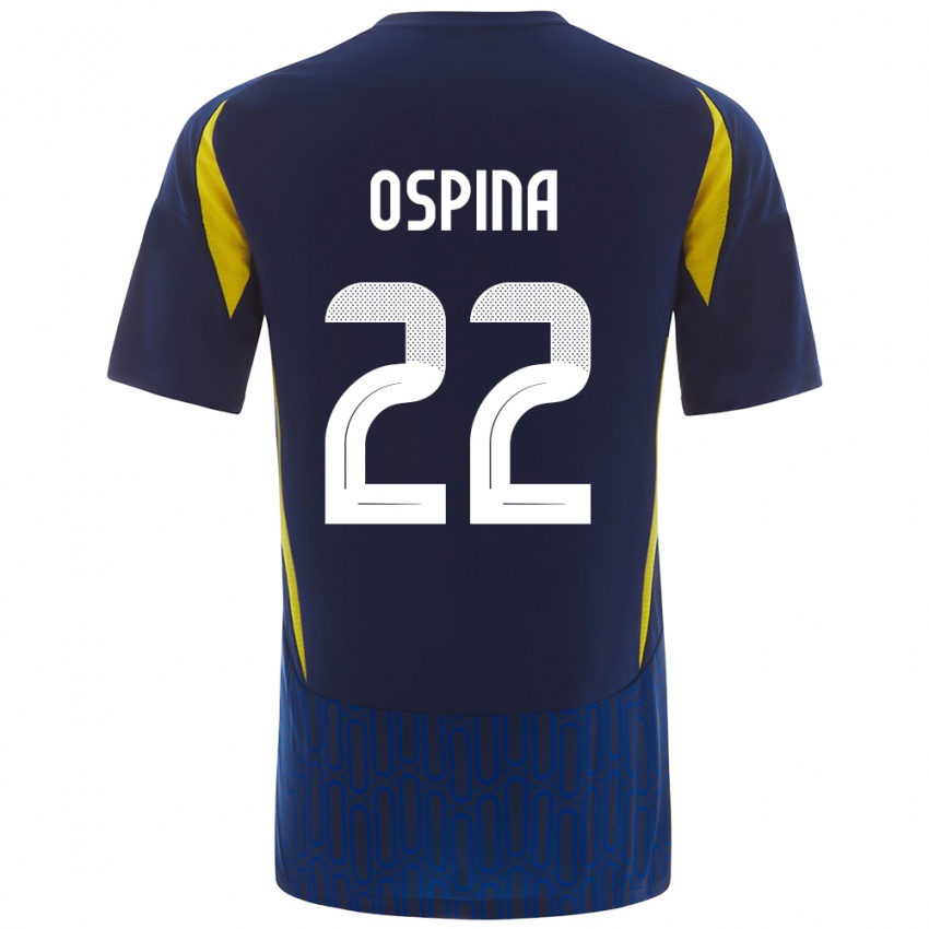 Kinderen David Ospina #22 Blauw Geel Uitshirt Uittenue 2024/25 T-Shirt België