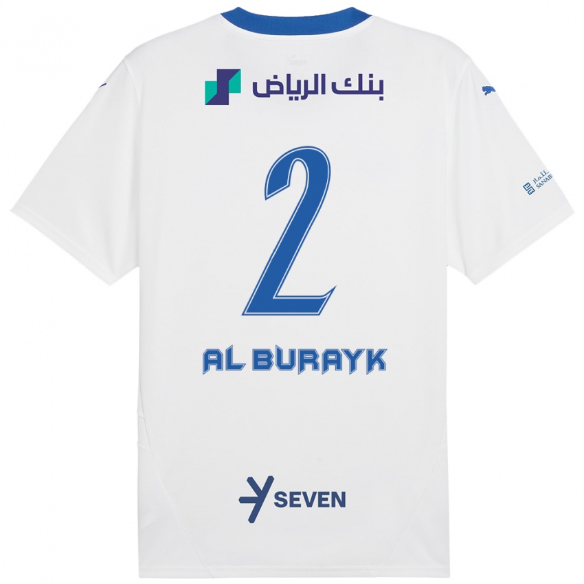 Enfant Maillot Mohammed Al-Burayk #2 Blanc Bleu Tenues Extérieur 2024/25 T-Shirt Belgique