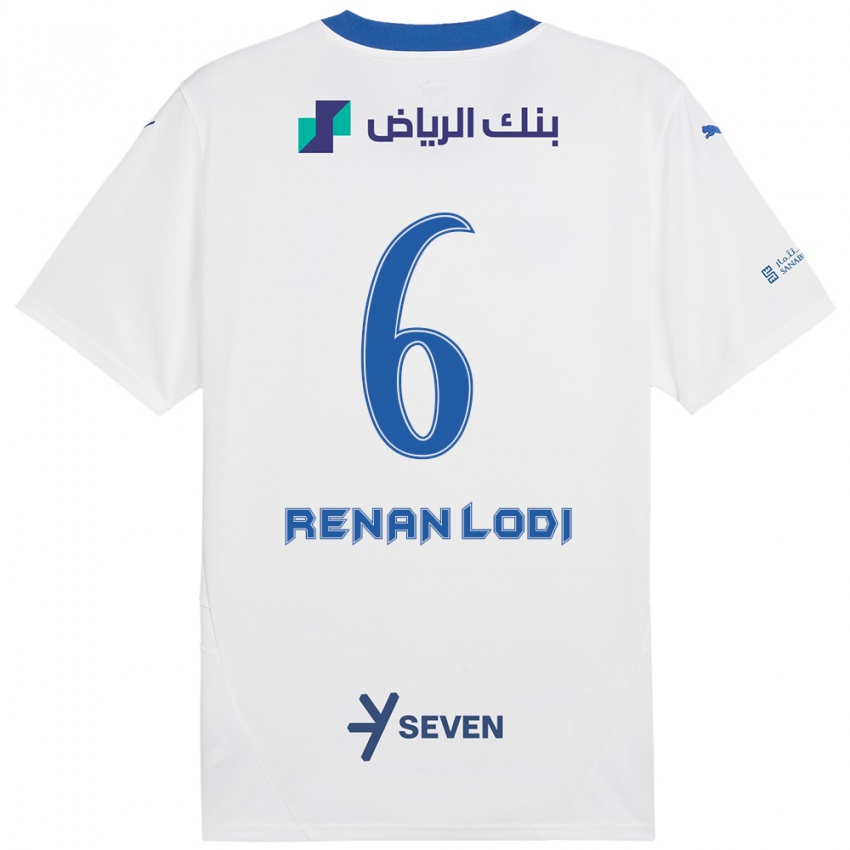 Enfant Maillot Renan Lodi #6 Blanc Bleu Tenues Extérieur 2024/25 T-Shirt Belgique