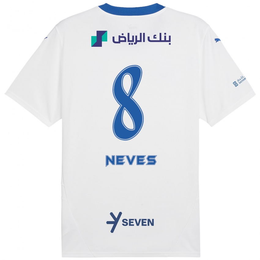 Enfant Maillot Rúben Neves #8 Blanc Bleu Tenues Extérieur 2024/25 T-Shirt Belgique