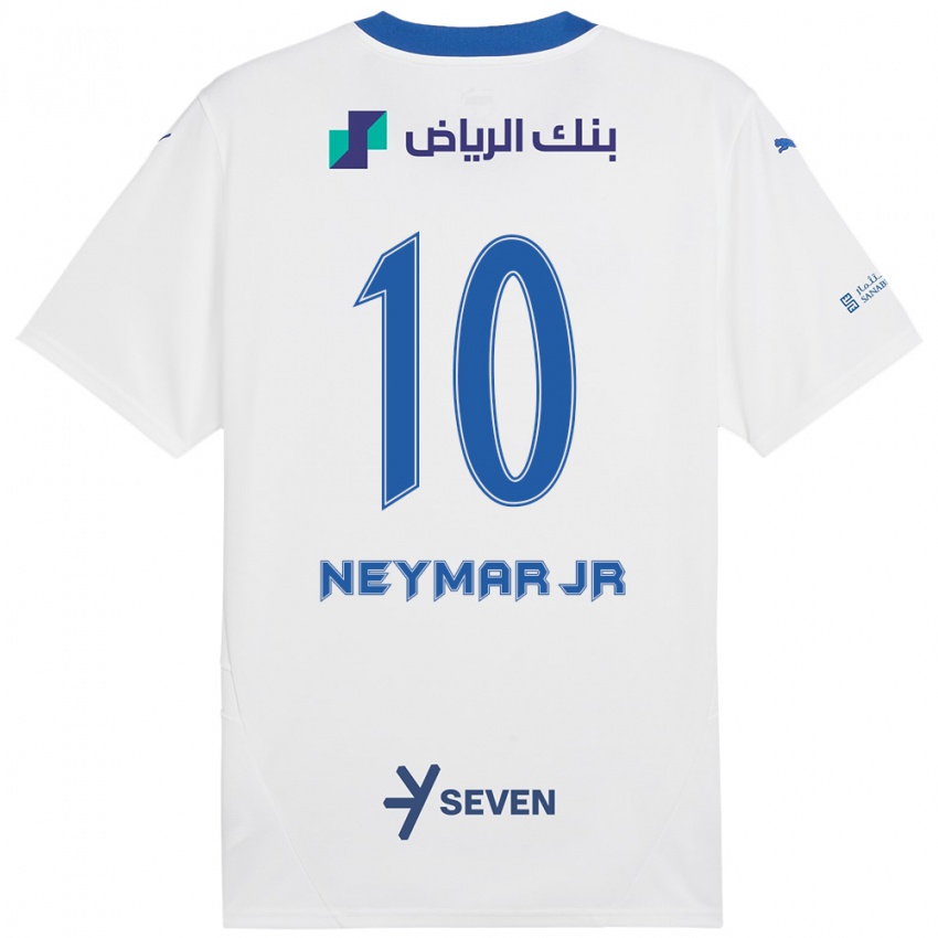 Enfant Maillot Neymar #10 Blanc Bleu Tenues Extérieur 2024/25 T-Shirt Belgique