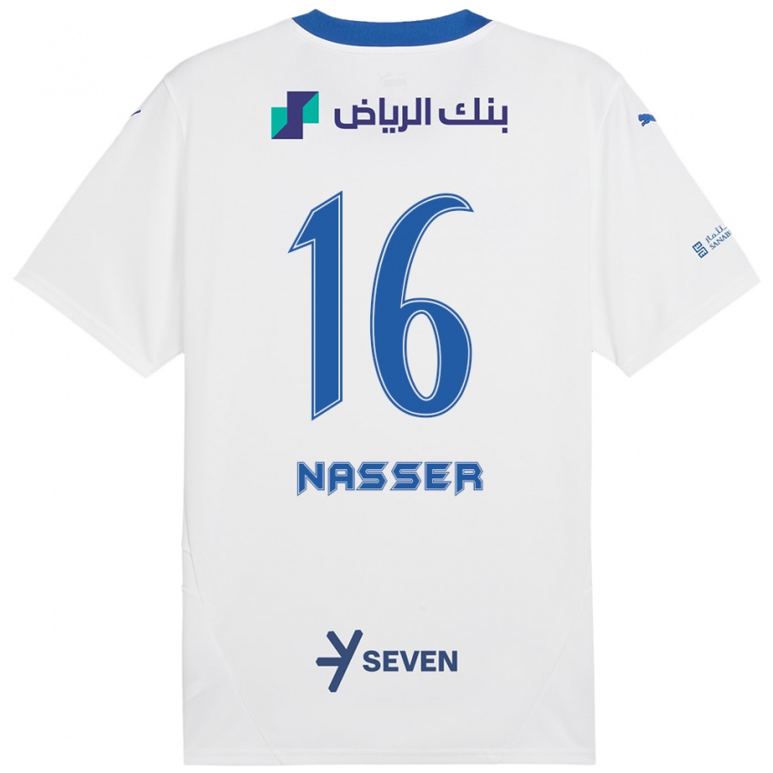 Enfant Maillot Nasser Al-Dawsari #16 Blanc Bleu Tenues Extérieur 2024/25 T-Shirt Belgique