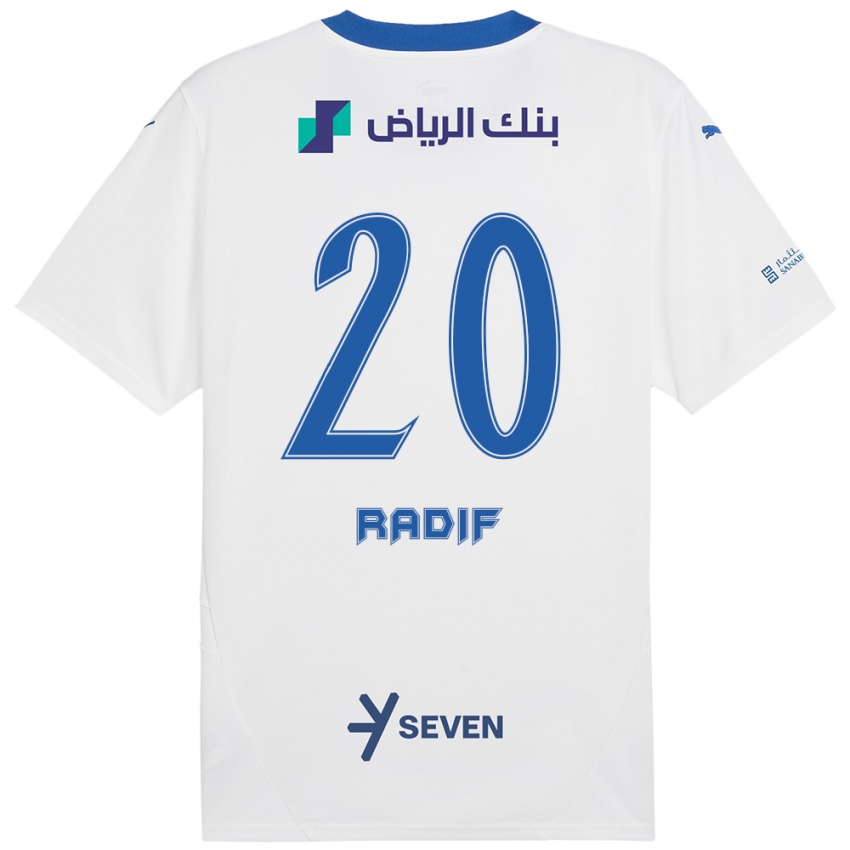 Enfant Maillot Abdullah Radif #20 Blanc Bleu Tenues Extérieur 2024/25 T-Shirt Belgique