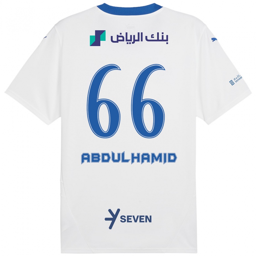 Enfant Maillot Saud Abdulhamid #66 Blanc Bleu Tenues Extérieur 2024/25 T-Shirt Belgique