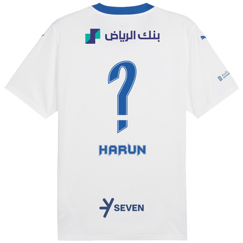 Kinderen Saud Harun #0 Wit Blauw Uitshirt Uittenue 2024/25 T-Shirt België